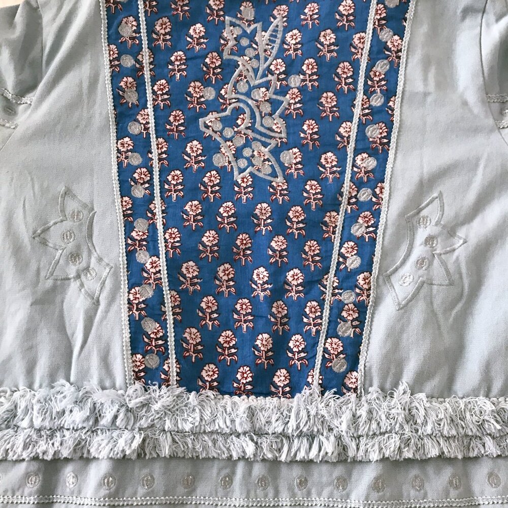 Indigo Moon Light Blue Embroidered Jean Jacket - Picture 9 of 13